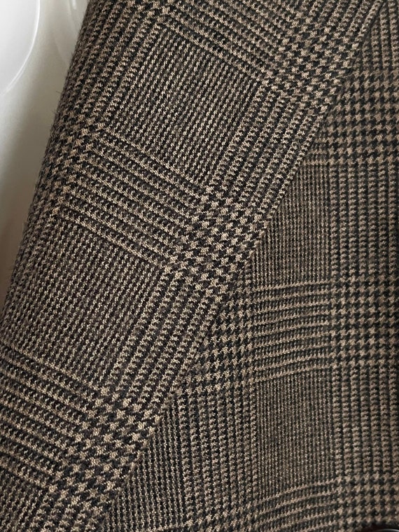 Checkered blazer brown virgin wool cashmere jacke… - image 2
