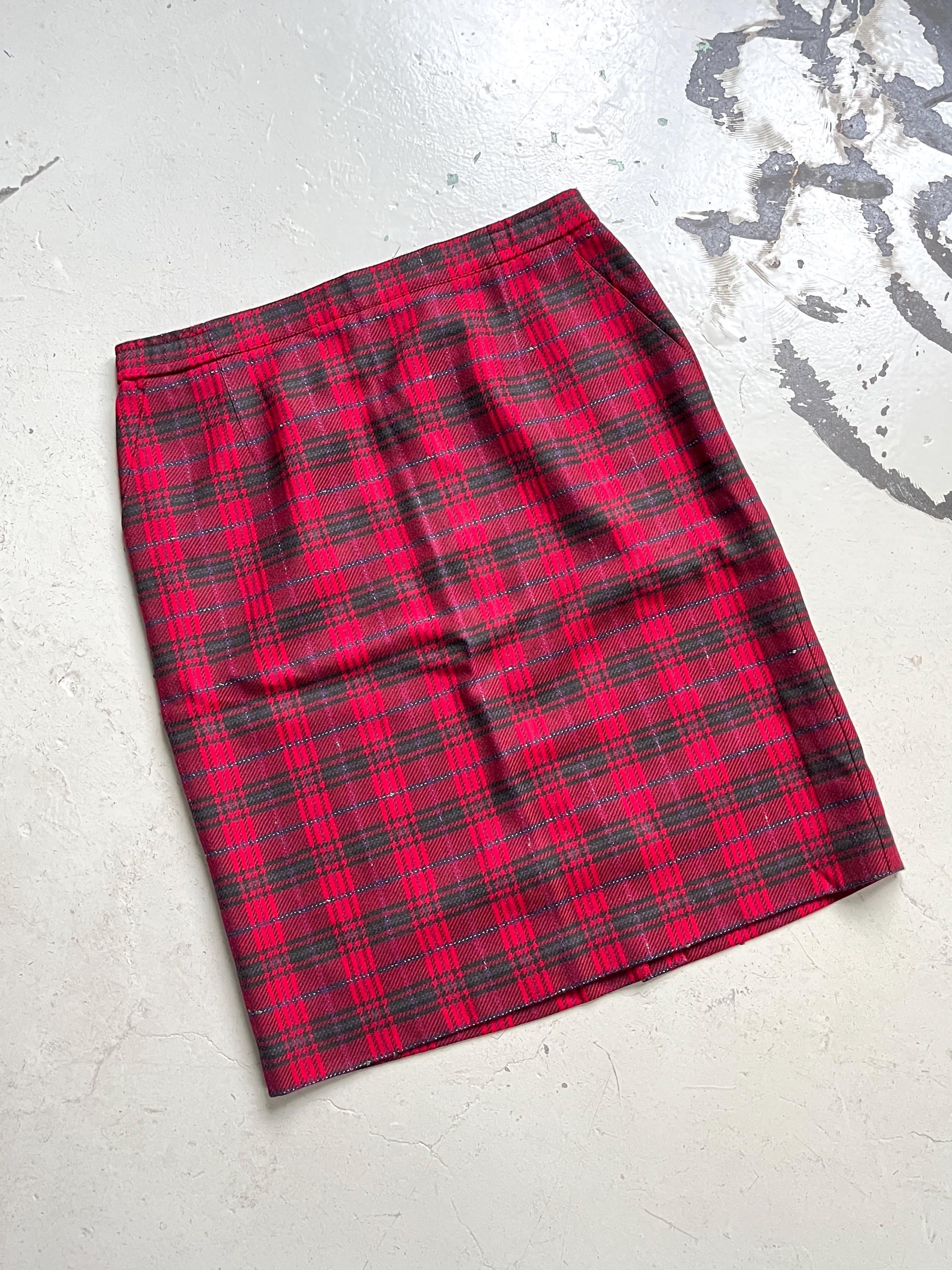スカート VIRGIN WOOL SKIRT WITH CHECK Miu Miu Virgin Wool Blend Check Mini Skirt (Knitwear) IFCHIC.COM