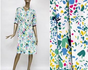 Abito colorato anni '70, abito midi vintage M, L