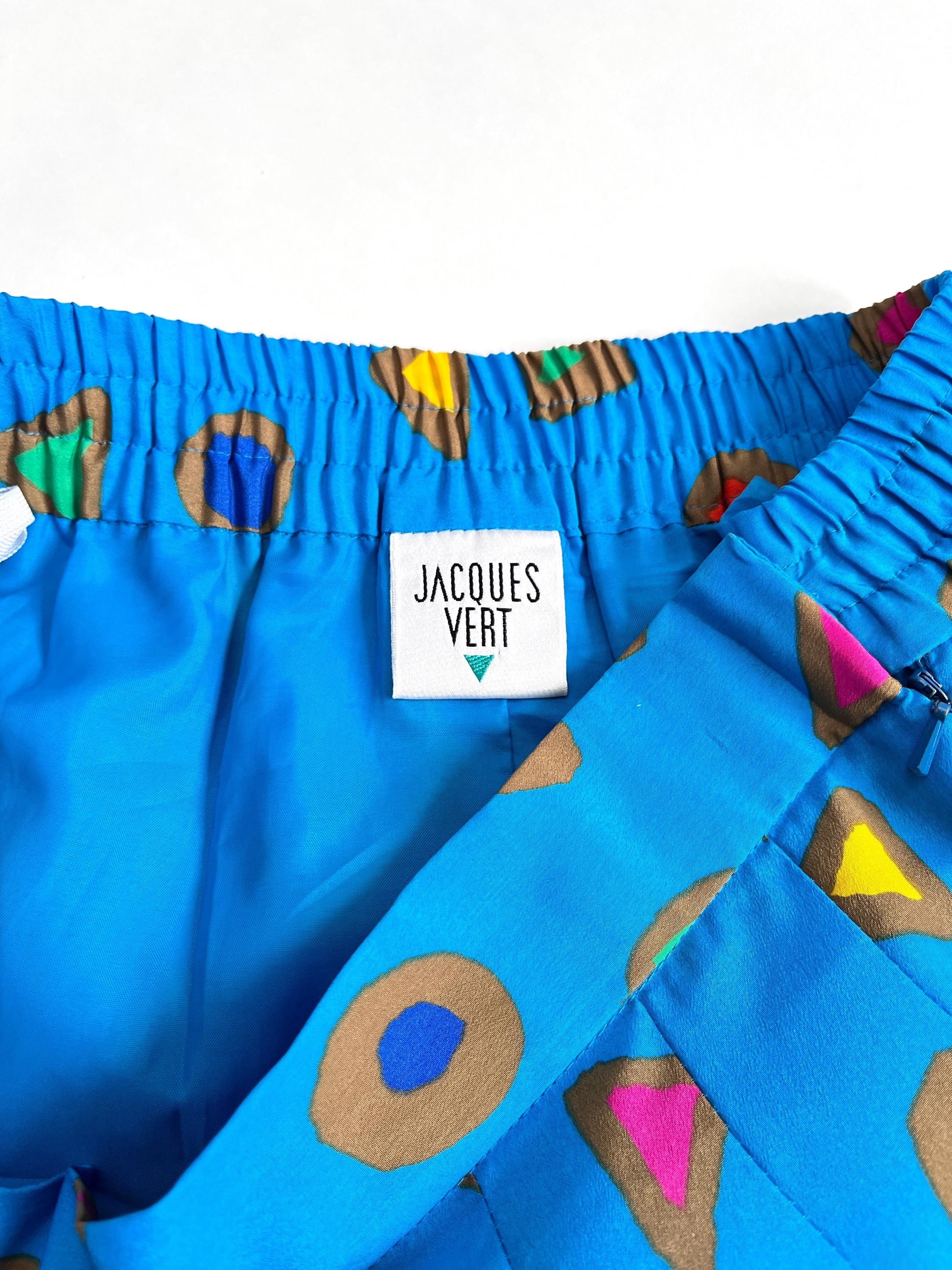 Jupe Vintage Jacques Vert Années 80, Taille 18, Bleu Marine Imprimé Géo, Midi Plissée