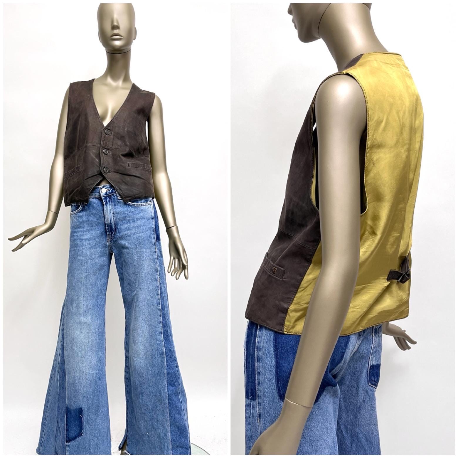 レザーベスト 90年代 CAMEL ベスト レザー ブラウン ユニセックス ジレ 