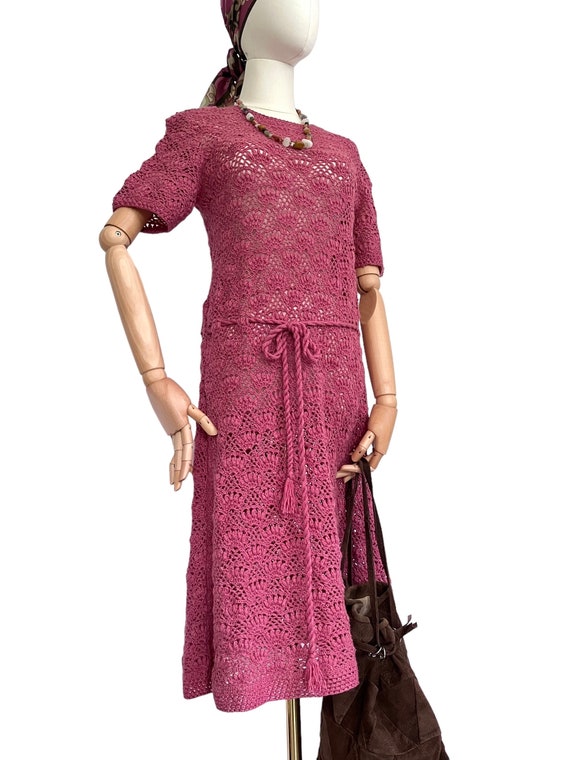 Vintage crochet dress cotton 1970s dress crochete… - image 9