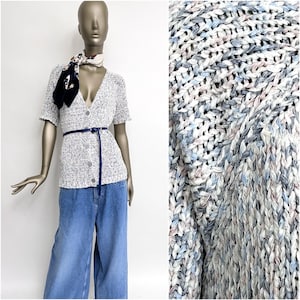 70s cardigan short sleeve Cassani vintage crochet jacket colorful soft cardigan women