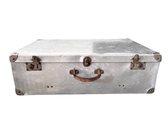 Large old aluminum suitcase / vintage suitcase / … - image 9