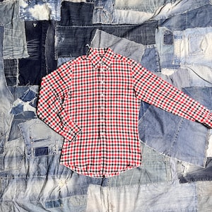 70er Jahre Karo Hemd / vintage Männerhemd / Hemd Männer kariert / Bluse schmal Karohemd rot / Karomuster