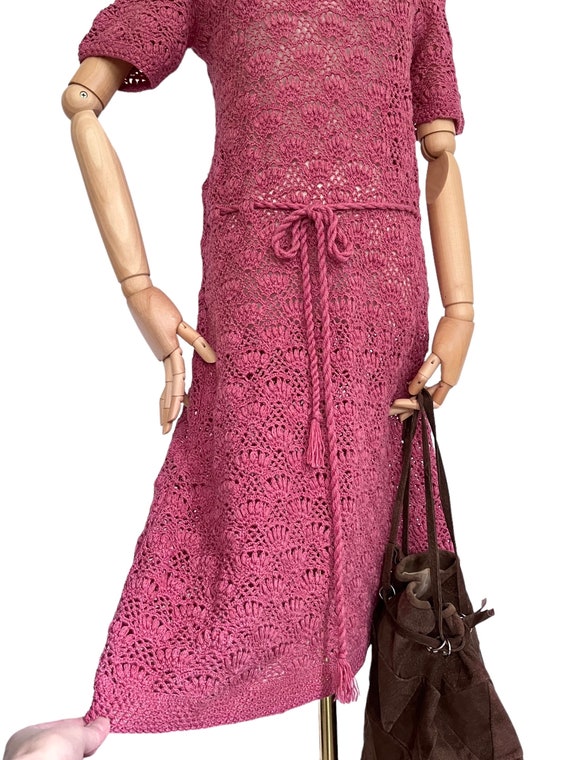 Vintage crochet dress cotton 1970s dress crochete… - image 8