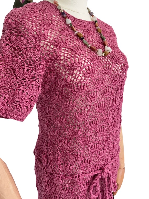 Vintage crochet dress cotton 1970s dress crochete… - image 7