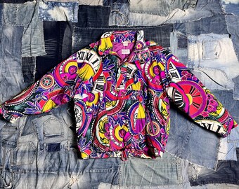 Colorful 80s/90s Jacket, L Nylon Winter Jacket, Unisex Jumper