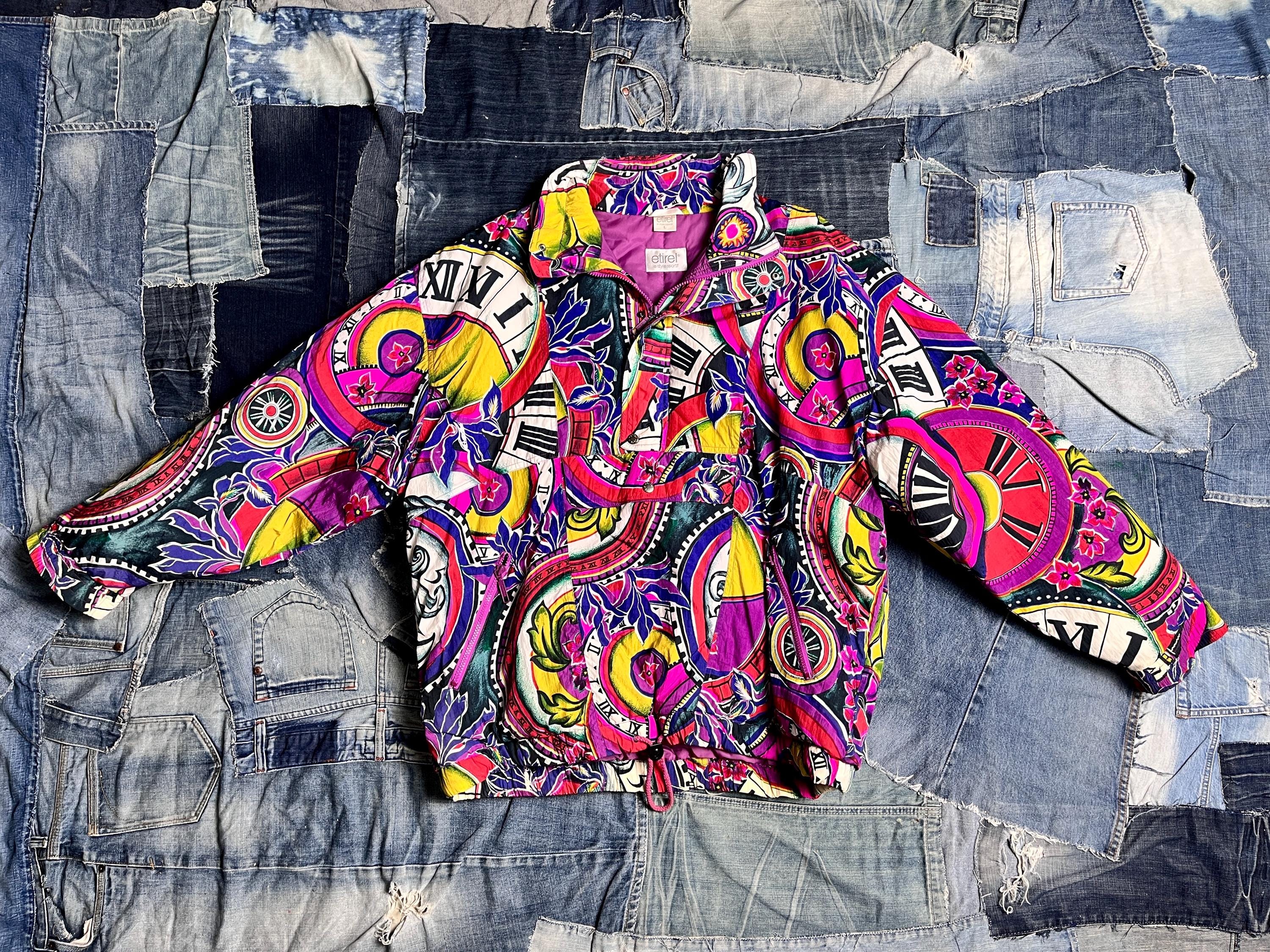 Colorful 80s/90s Jacket, L Nylon Winter Jacket, Unisex Jumper