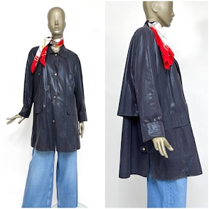 Vintage coat blue metallic Mara Manzona summer coat ladies raincoat