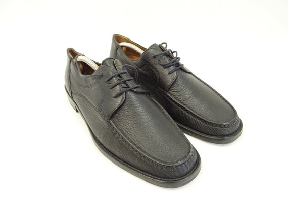 70s men's shoes black leather pitti / leather sole