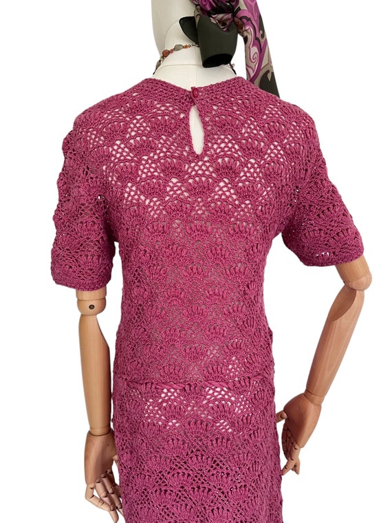 Vintage crochet dress cotton 1970s dress crochete… - image 6