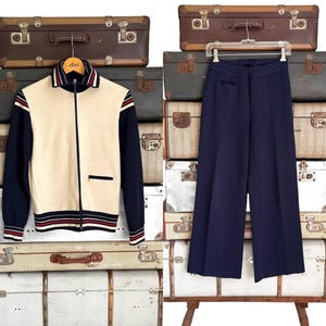 1960s athletic suit unisex / vintage sports suit / gym suit / jogging suit / 60s jacket pants / leisure suit / tracksuit
