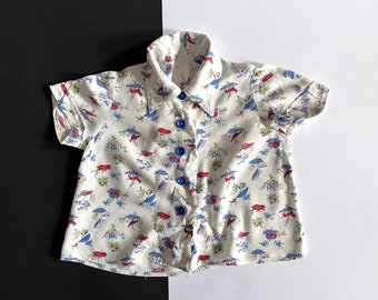 RARE 1950s Baby Hemd bunt kurzarm Baumwolle / vintage Hemd Kinder / 50er Jahre Kinderkleidung / 9.3.23-29