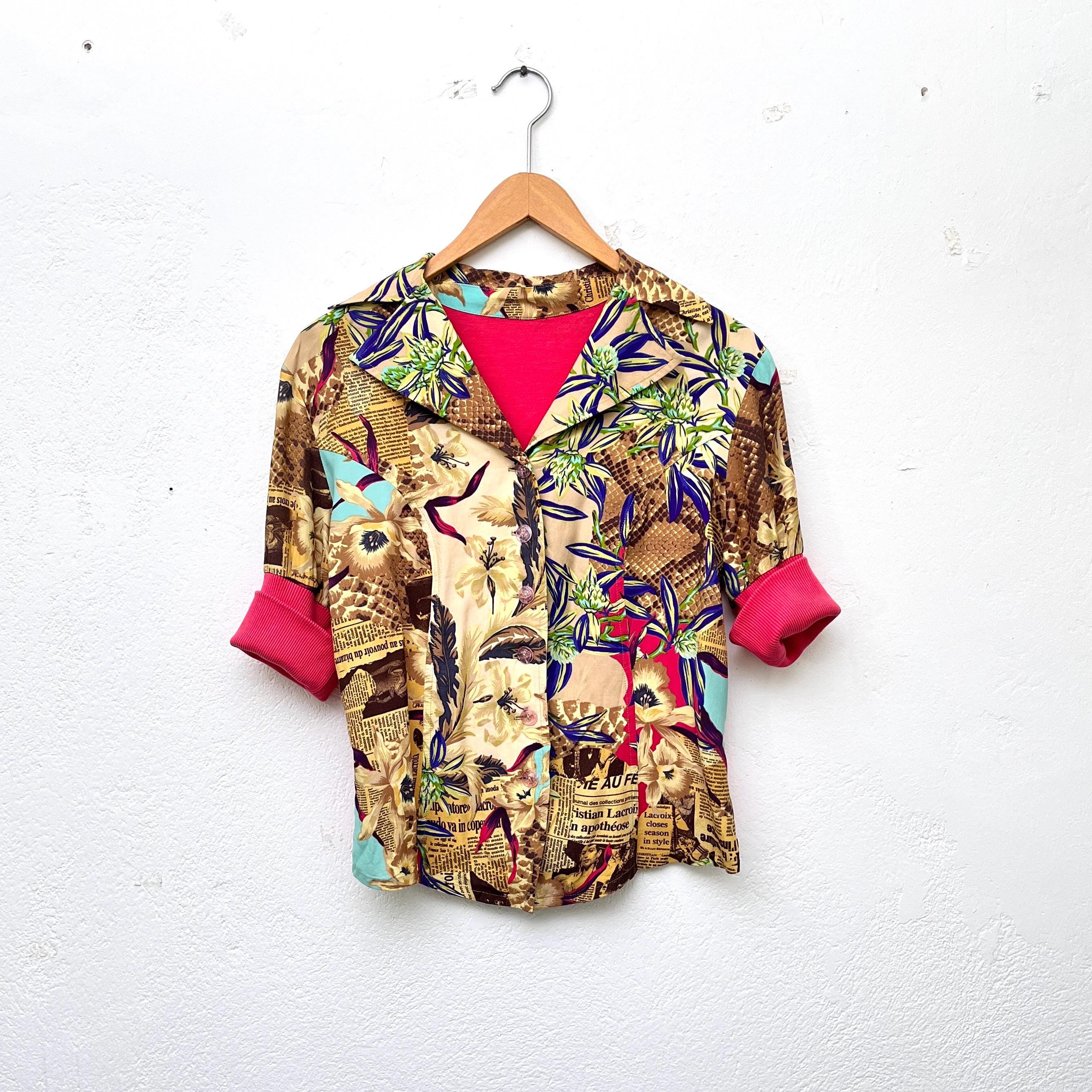 【ビンテージ】80s BAZaR de CHRISTIAN LACROIX Christian LACROIX Blouse 1980s Colorful Newsletter Print / Shirt
