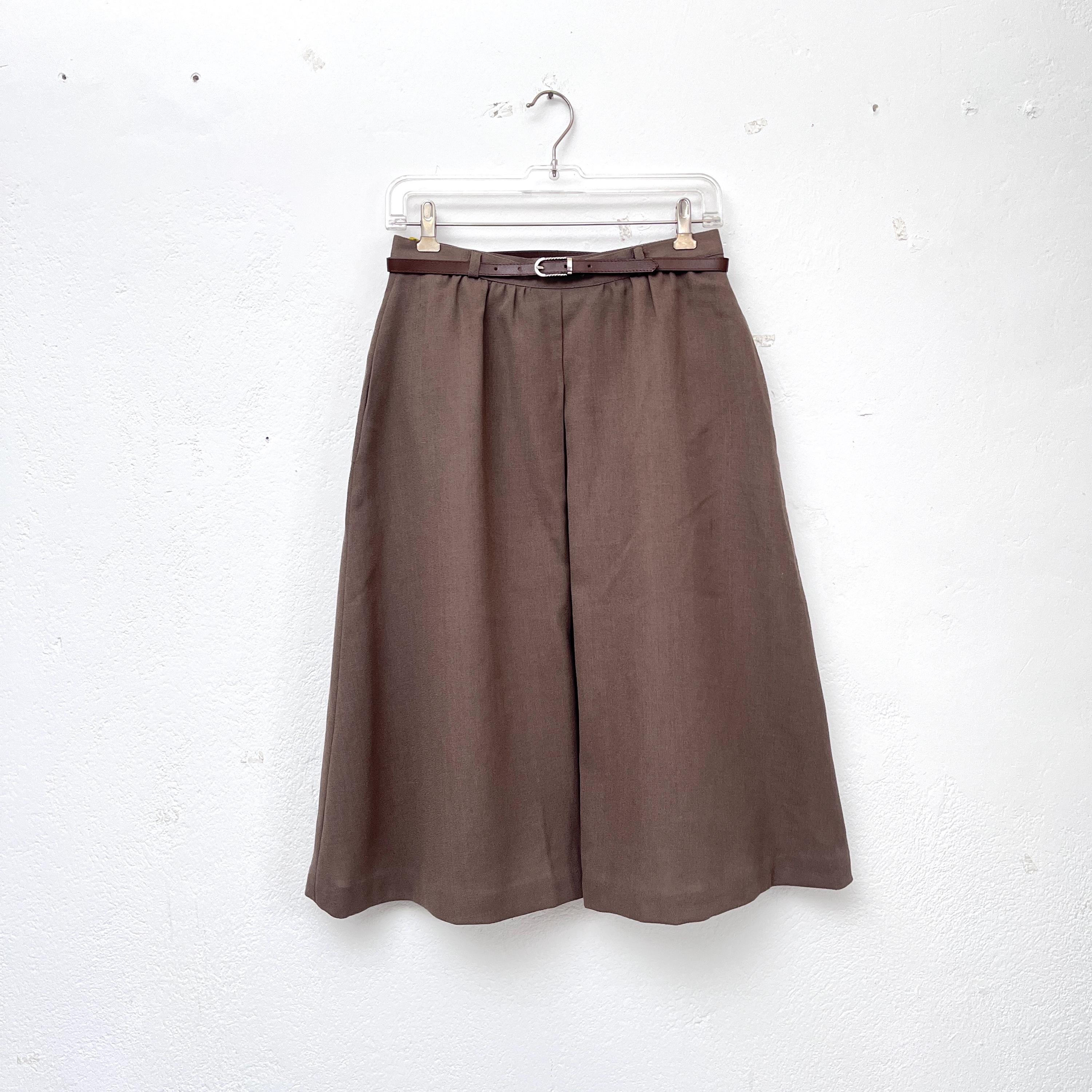 【GRAILZ】ROUGH CUT PLEATS SKIRT [BROWN] 70s Skirt Brown New Wool Box Pleats Pockets True Vintage