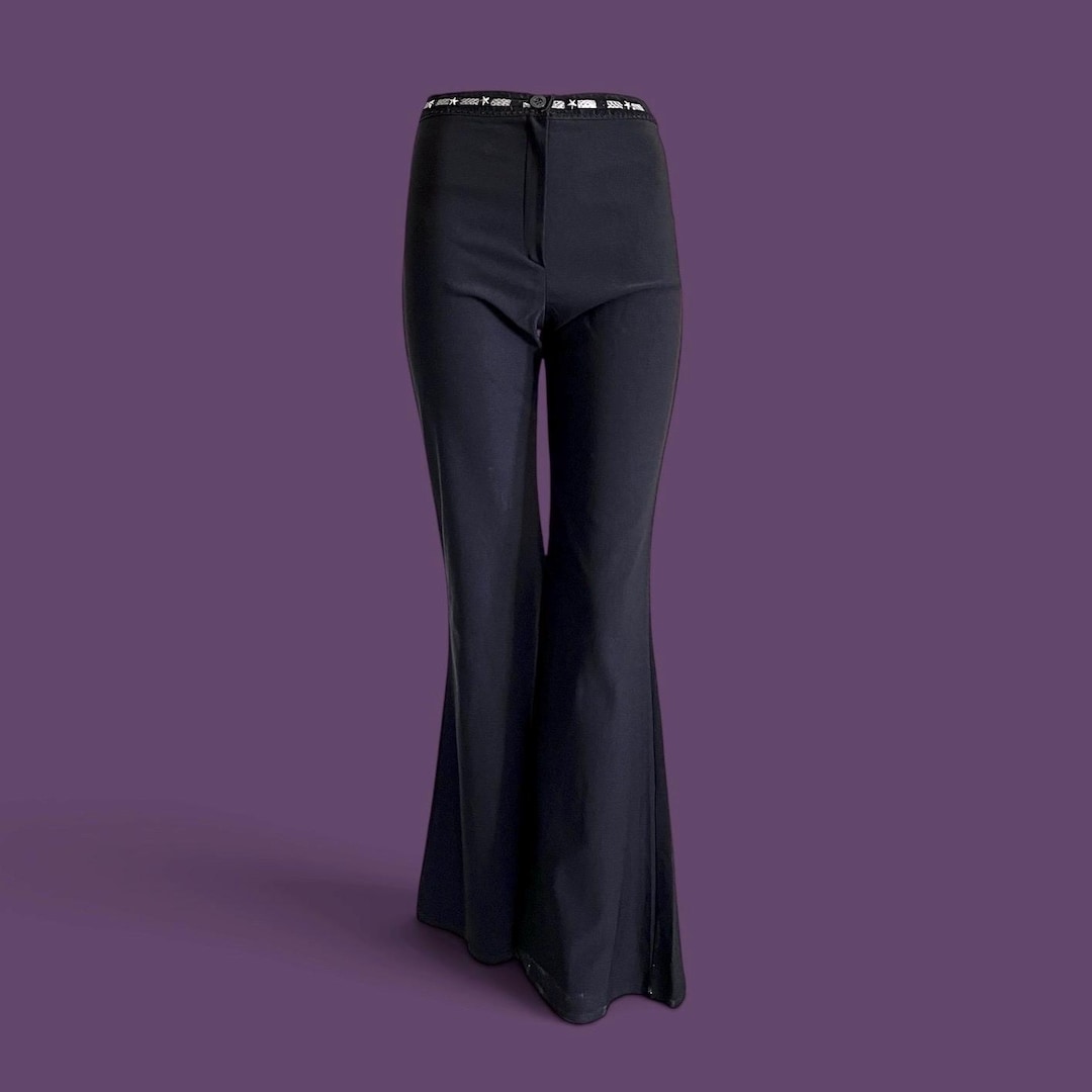 パンツ wide slacks pants 90s archive Vintage 1990s Flared Trousers, Black, XS/S / Women's Hip-hugging