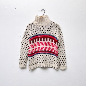 ☺*︎様 OLD Lambs wool sued knit Sweater XL, Vintage 80's Lambs Wool Sought-after Fun Sweater