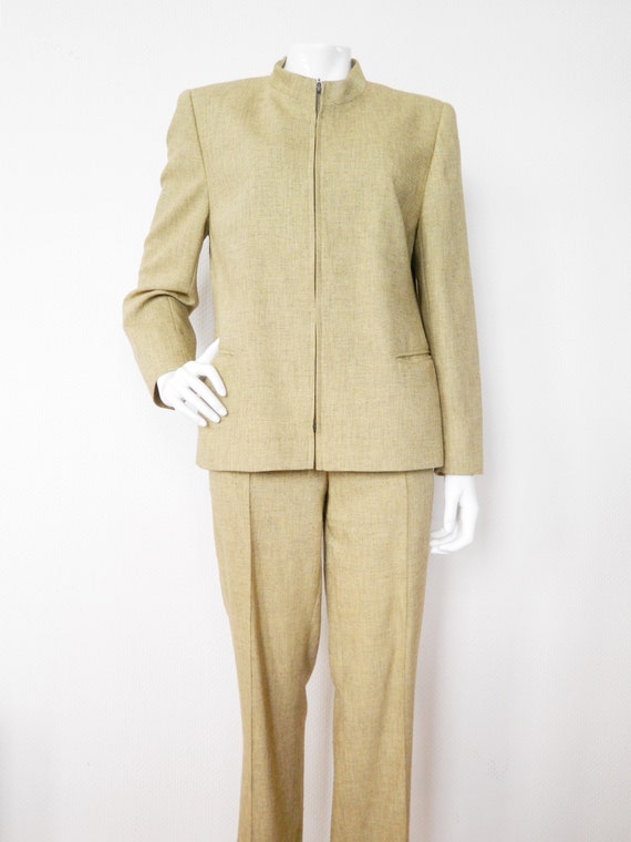 Suit silk / vintage suit / trouser suit / 80s blaz