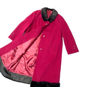 1950年代コート レッド バージンウール ファーカラー ヴィンテージ レディースコート ウール XXL