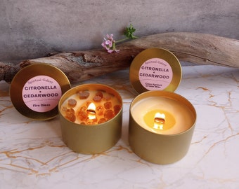 Cedarwood + Citronella Candle/Essential Oils, Coco Apricot Creme Wax, Wood Wick/Optional Fire Glass/Outdoor Candle/Insect Repelling