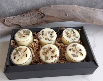 Four Thieves Tealight Set of Six/Beeswax Coco Creme, Essential Oils, Herbs + Spices/Protection