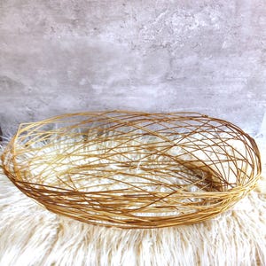 Oval Wire Basket/gold Metal Basket/XL Display + Storage Bowl/Fruit or Breadbasket/Farmhouse Kitchen Decor/Contemporary Home Decor + Gift