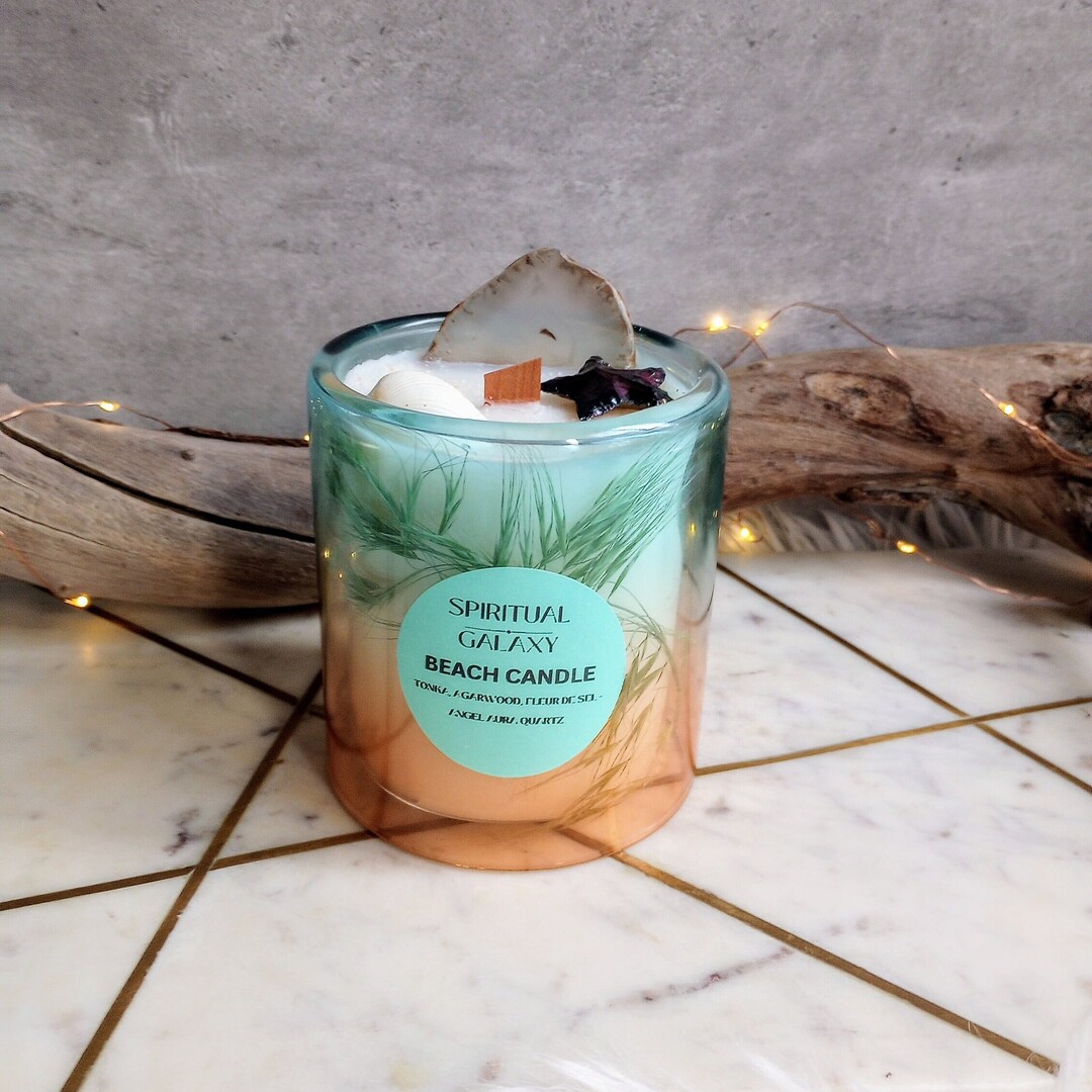 The Beach Candle/ombre Vessel/tonka, Agarwood Fleur De Sel Scent/coco