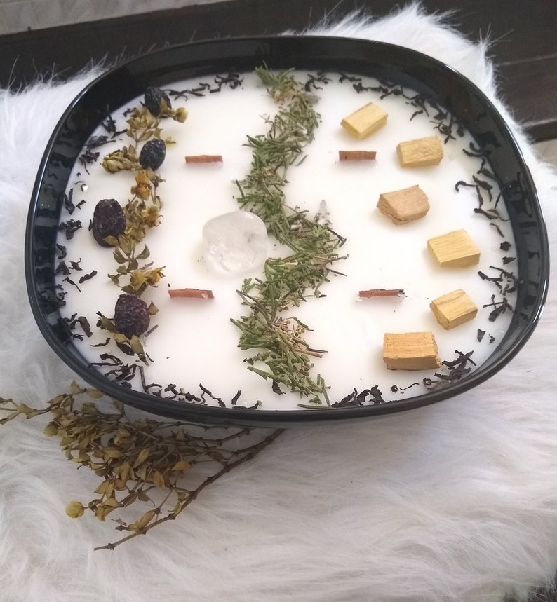 XL Protective Blessings Intention CandlePalo SantoDragon/'s BloodRose ScentCreosoteDesert RainQuartzWicca