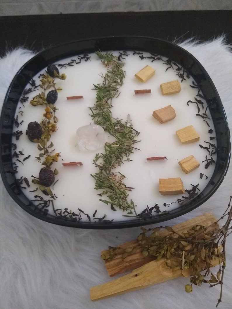 XL Protective Blessings Intention CandlePalo SantoDragon/'s BloodRose ScentCreosoteDesert RainQuartzWicca