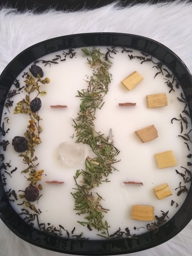 XL Protective Blessings Intention CandlePalo SantoDragon/'s BloodRose ScentCreosoteDesert RainQuartzWicca