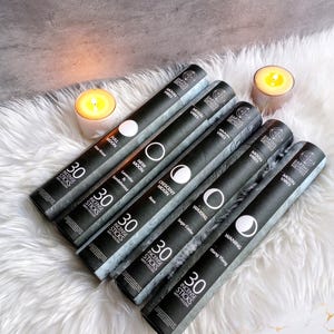 Moon Vibes Incense + Holder Set/Moon Phase Incense/Lavender + Sandalwood/Rose/Ylang Ylang/Pine Knot/ Sage Cedar/Natural Incense/Moon Gift