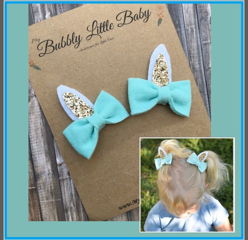 Bunny Ear Hair Clips Bunny Ear Pigtail Clips Rabbit Ears Etsy