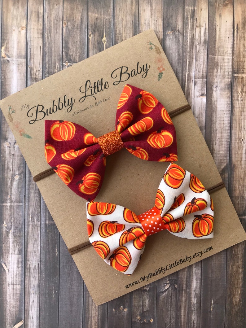 Brown Red Orange Black Halloween Thanksgiving Fall Polka Dot Bow Headband