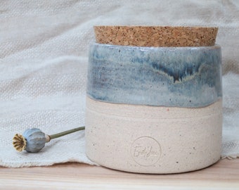 Ceramic Jar with Cork Lid Handmade in the UK, Storage Jar, Storage Pot, Salt Cellar, Kitchen Jar, Sugar Coffee Jar