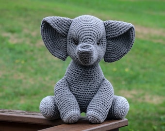 Elephant-Crochet-Amigurumi-Crochet Elephant-Crochet Animal-Stuffed Animal-Stuffed Elephant-Elephant Stuffed Animal-Handmade-Baby Shower