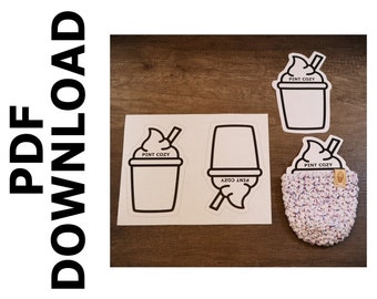 Pinta de helado imprimible Acogedor Templet-Inserto PDF descargable para crochet Helado Pinta Acogedora-Manga estampada Pantalla-Manga acogedora de ganchillo
