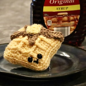 Waffle-Breakfast Waffle-Crochet-Amigurumi Food-Crochet Waffle-Stuffed Animal-Play Food-Crochet Food-Pretend Food-Stocking Stuffer-Breakfast