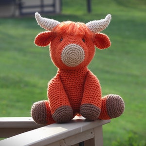 Highland Cow-Crochet-Amigurumi-Crochet Highland Cow-Crochet Animal-Stuffed Animal-Stuffed Highland Cow-Handmade-Baby Shower-Farm Animals