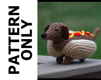 Hot Dog Dachshund Pattern-Hot Dog Dachshund Pattern-Wiener Dog Crochet Pattern-Crochet Animals-Amigurumi-Crochet-Crochet FoodCrochet Pattern