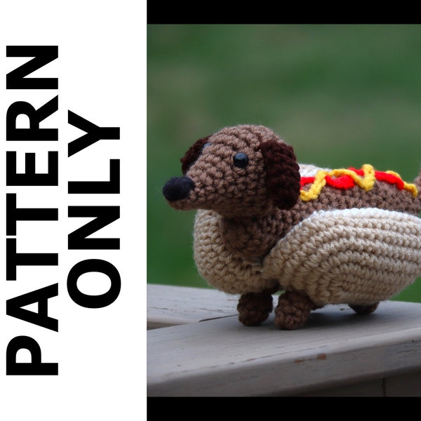 Hot Dog Dachshund Pattern-Hot Dog Dachshund Pattern-Wiener Dog Crochet Pattern-Crochet Animals-Amigurumi-Crochet-Crochet FoodCrochet Pattern