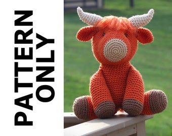 Harry Highland Cow Pattern-Highland Cow Crochet Pattern-Amigurumi Pattern-Crochet Highland Cow-Crochet Animal-Stuffed Animal-Crochet Pattern