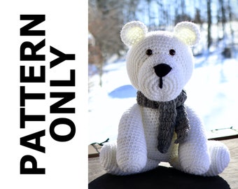 Paul The Polar Bear Pattern-Polar Bear Crochet Pattern-Amigurumi Pattern-Crochet Polar Bear-Crochet Animal-Crochet PolarBear-Crochet Pattern