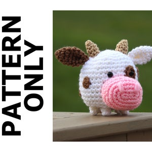 Padrão de vaca - Padrão de mini vaca - Padrão de crochê de vaca - Padrão de amigurumi - Vaca de crochê - Animal de crochê - Bicho de pelúcia - Vaca de crochê - Padrão de crochê