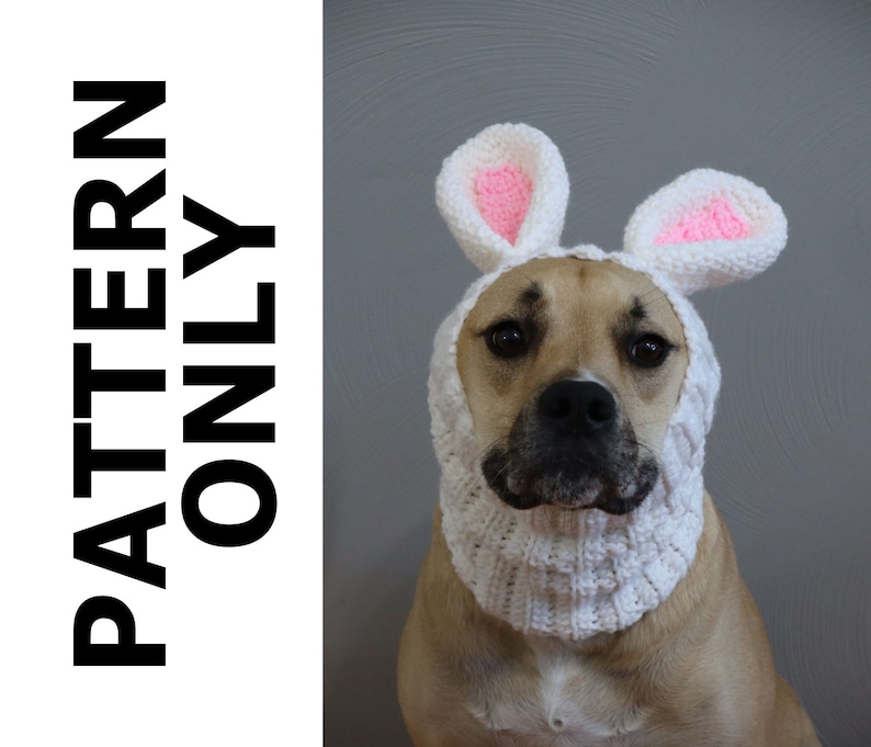 Bunny Dog Snood Cowl Pattern-Dog Snood-Dog Snood Crochet Pattern-Snood Crochet Pattern-Bunny Snood-Dog Costume-Crochet Pattern-Easter image 1