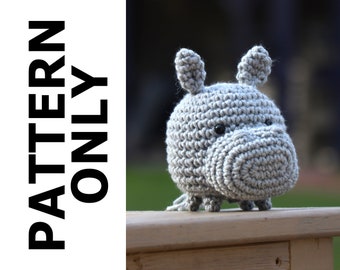 Hippo Pattern-Mini Hippo Pattern-Hippo Crochet Pattern-Amigurumi Pattern-Crochet Hippo-Crochet Animal-Stuffed-Crochet Hippo-Crochet Pattern