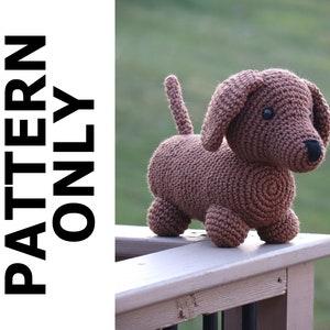 Dackel Hund Muster-Dackel Häkelanleitung-Amigurumi Muster-Häkel Dackel-Häkeltier-Stofftier-HäkelhundHäkelanleitung