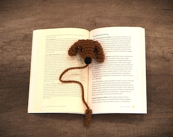 Dachshund Bookmark-Crochet-Amigurumi-Bookmark-Crochet Dachshund Bookmark-Crochet Animal-Stuffed Animal-Dachshund Animal-Gift-Book Lover