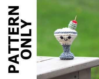 Martini Pattern-Crochet Martini-Crochet Food-Martini Crochet Pattern-Amigurumi Pattern-Crochet Martini Plushie-Martini-Crochet Patterns