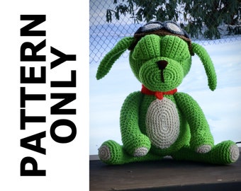 Green Dog Pattern-Dog-Green Dog Crochet Pattern-Go-Amigurumi Pattern-Crochet Green Dog-Crochet Animal-Stuffed Animal-Crochet Pattern-Go
